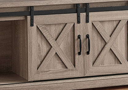 Farmhouse TV Stand Sliding Barn Doors Storage