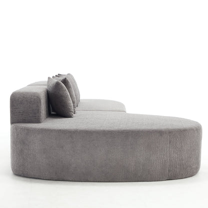 Curved Chenille Sectional Sofa and Pillows