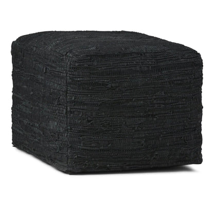 Fredrik Handcrafted Pouf black textured woven fabric accent pouf by Unique Piece Furniture on Tampa Home & Garden Store