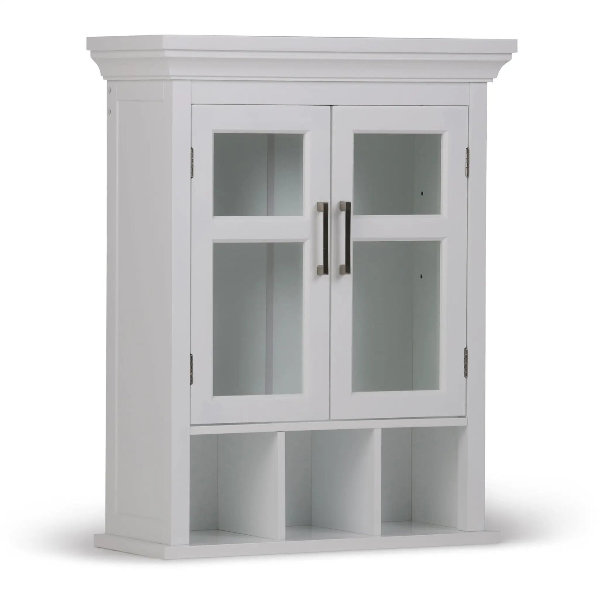 Avington 2-Door Wall Cabinet With Cubbies, Pure White glass-pane doors by Unique Piece Furniture on Tampa Home & Garden Store