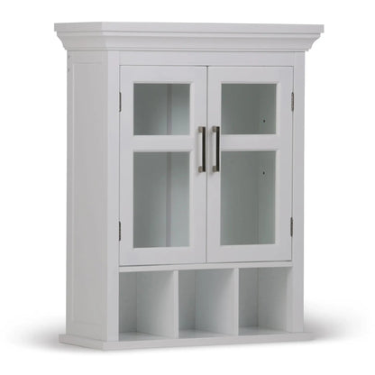 Avington 2-Door Wall Cabinet With Cubbies, Pure White glass-pane doors by Unique Piece Furniture on Tampa Home & Garden Store