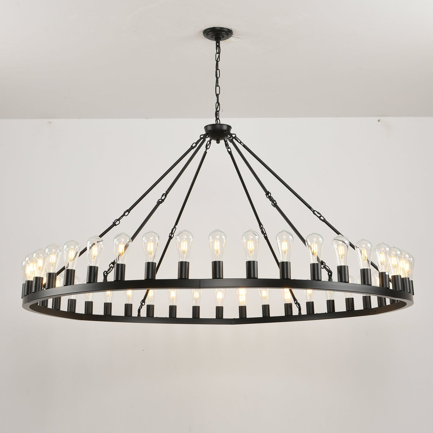 64 inch matte black wagon wheel chandelier with 30 lights by HouseOfZazla on Tampa Home & Garden Store