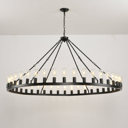 64 inch matte black wagon wheel chandelier with 30 lights by HouseOfZazla on Tampa Home & Garden Store