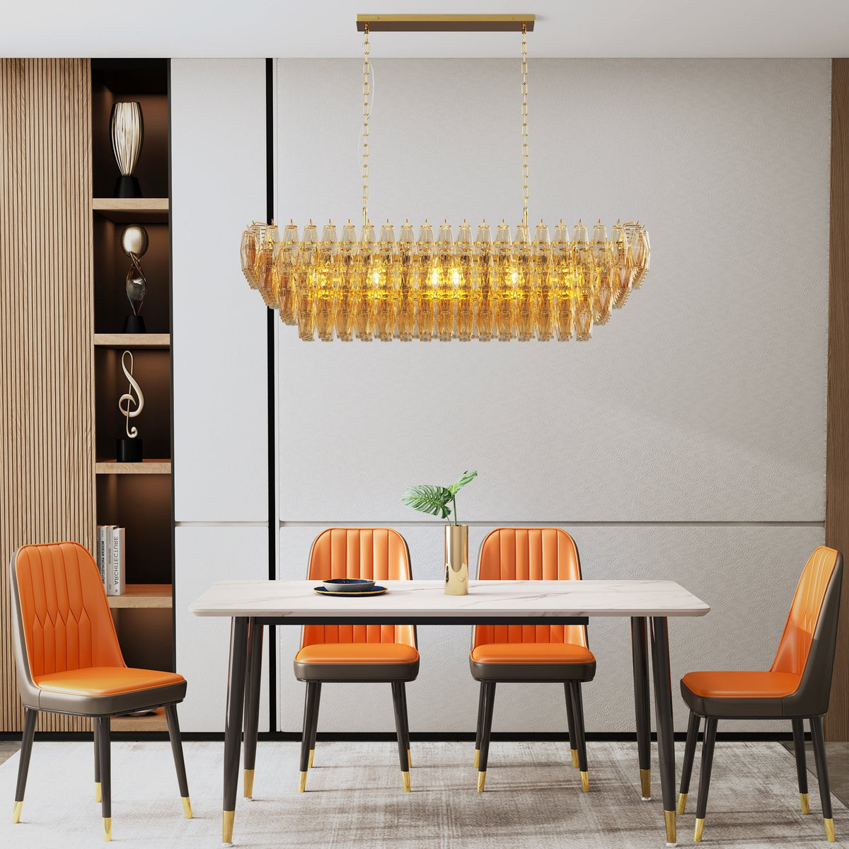 Chandelier HouseOfZazla gold rectangular crystal 54in for dining room over table on Tampa Home & Garden Store