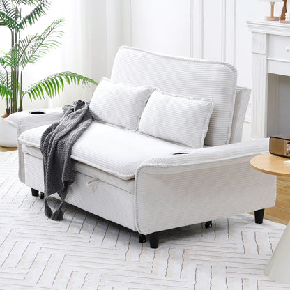 Modern fabric sleeper sofa bed in striped upholstery with adjustable arms and backrests on Tampa Home & Garden Store