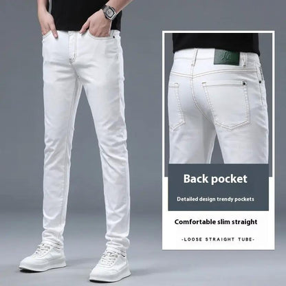 Washed jeans FLIPSTYLEZLLC slim straight; front & back pockets; green logo patch on back waist on Tampa Home & Garden Store