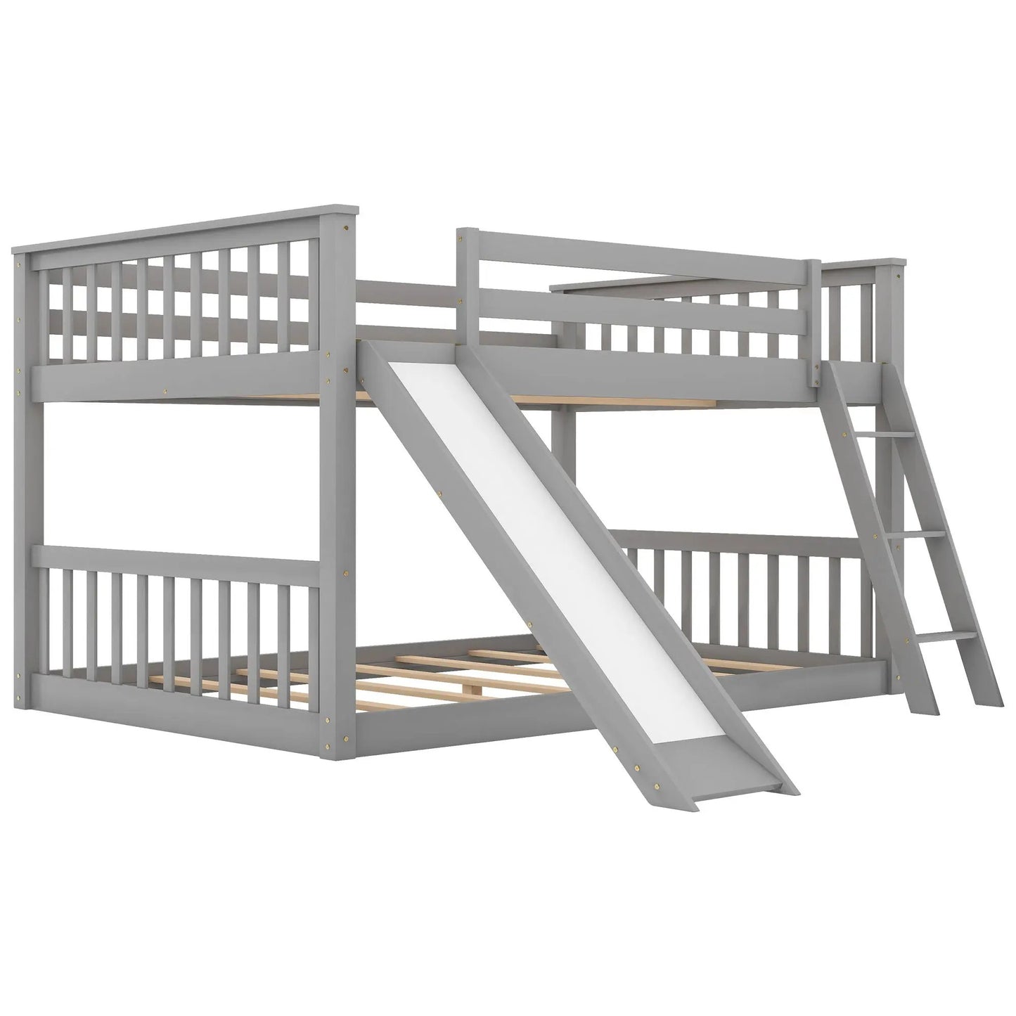Bunk bed with convertible slide and ladder in gray wood by Unique Piece Furniture on Tampa Home & Garden Store