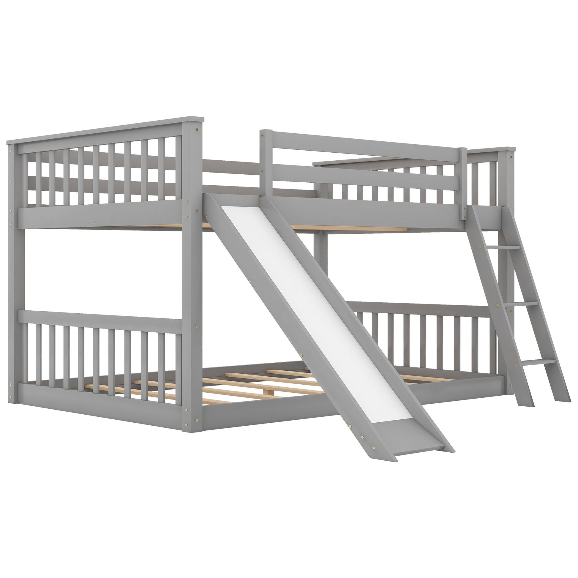 Bunk bed with slide and ladder in gray finish by HouseOfZazla on Tampa Home & Garden Store