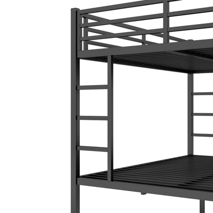 Metal Queen Over Queen bunk bed in dark gray with top and bottom guard rails and ladder on Tampa Home & Garden Store