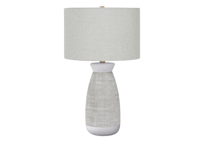 Table lamp gray ceramic base with lattice texture and gray fabric shade by HouseOfZazla on Tampa Home & Garden Store