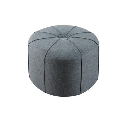 Large blue-gray round cocktail ottoman with center button tufting by HouseOfZazla on Tampa Home & Garden Store