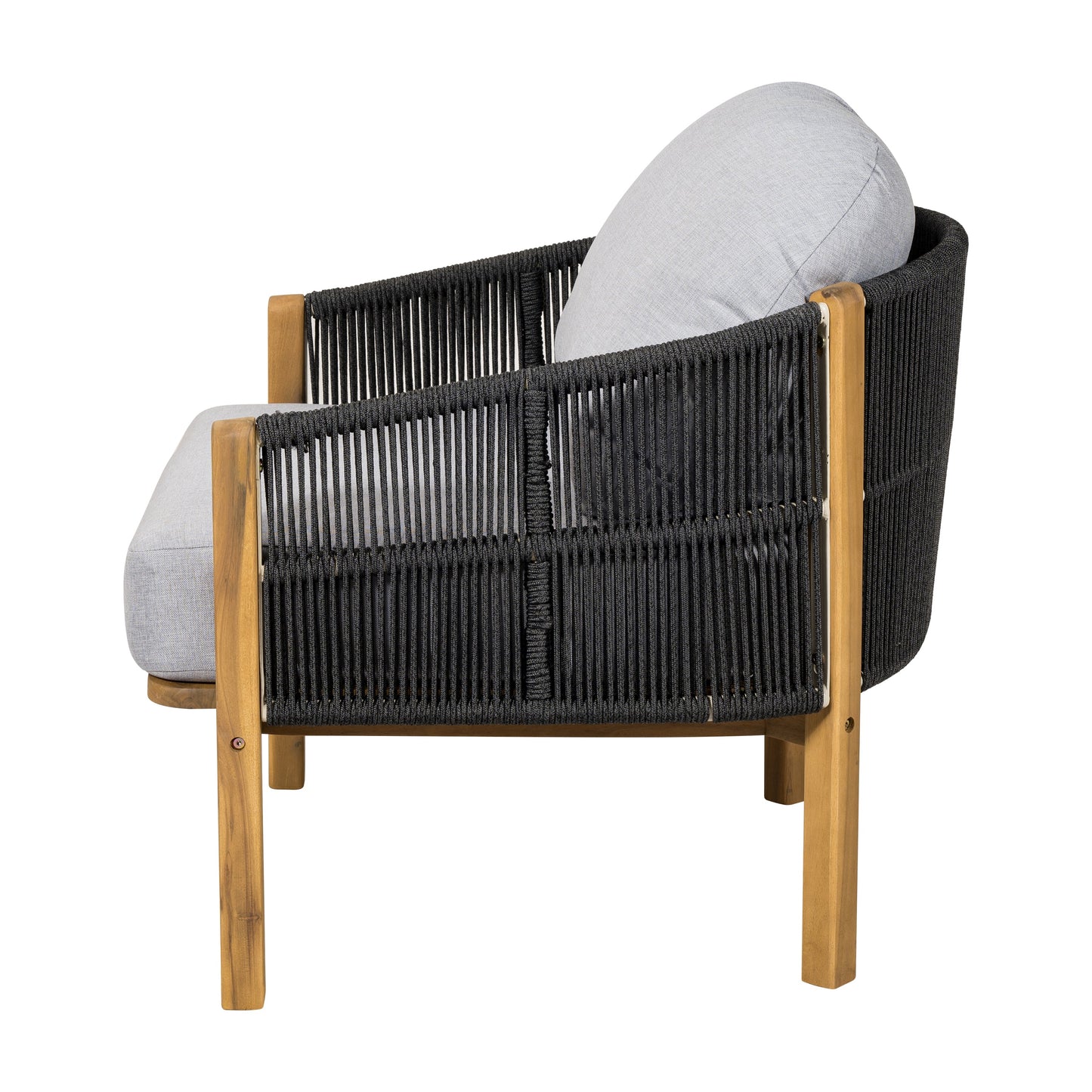 Acacia Wood and Woven Rope Outdoor Club Chair