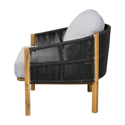 Acacia Wood and Woven Rope Outdoor Club Chair