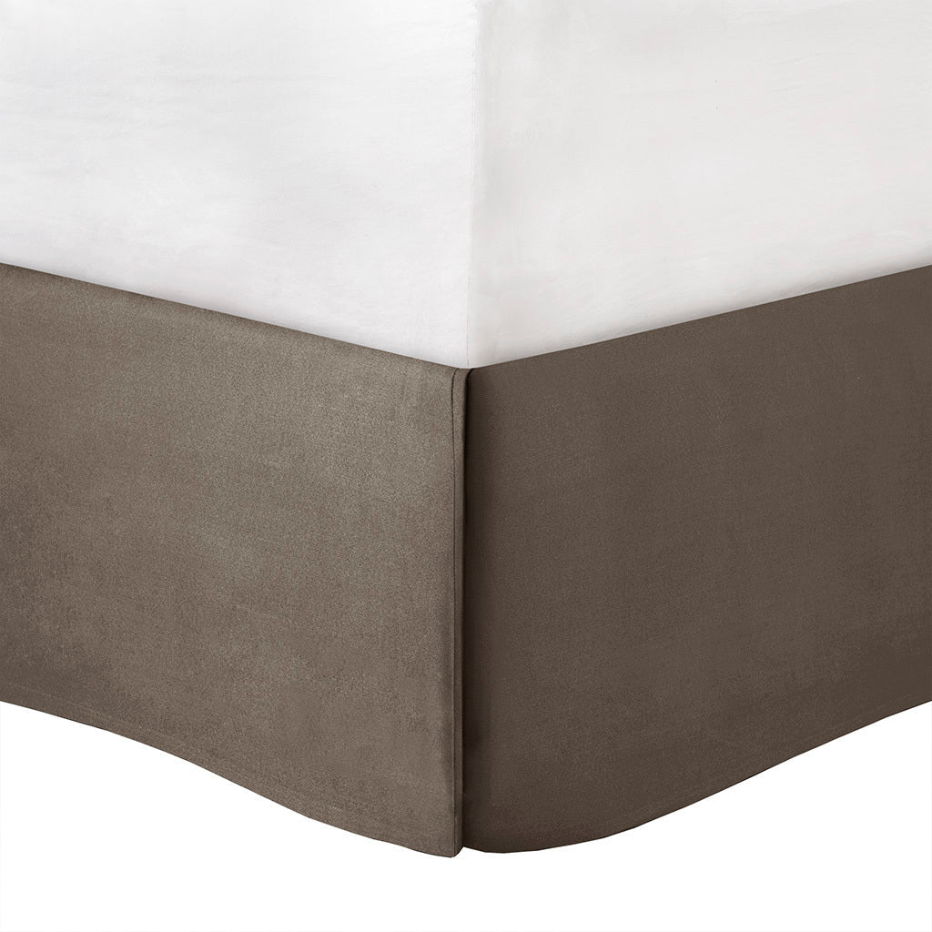 King Jacquard Comforter Set white and taupe with bed skirt by HouseOfZazla on Tampa Home & Garden Store