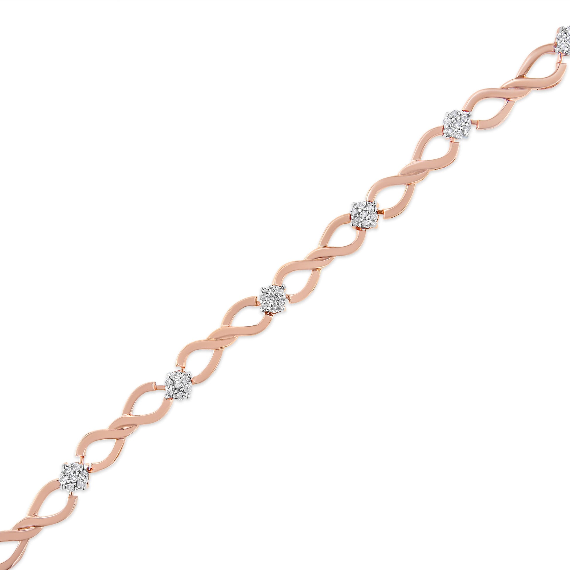 Bracelet: rose gold plated infinity-link tennis style with diamond cluster accents, 7-inch on Tampa Home & Garden Store