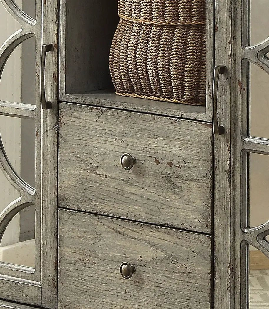 Velika Weathered Console Table With Storage Gray