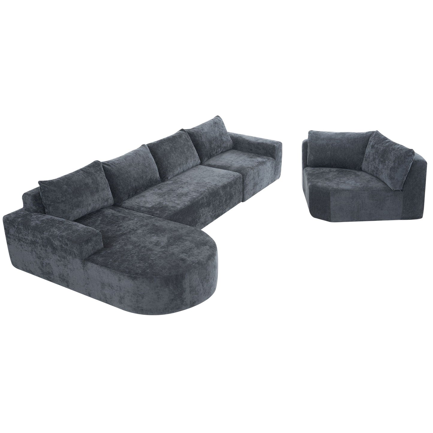 Modular Cloud Sectional Sofa Set in dark grey velvet with deep seats and U shaped layout on Tampa Home & Garden Store