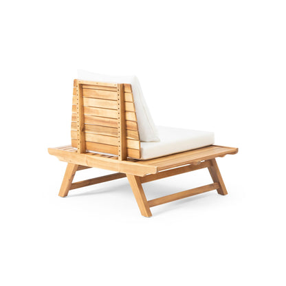Sedona outdoor armless club chair with slatted wood and white cushion HouseOfZazla on Tampa Home & Garden Store
