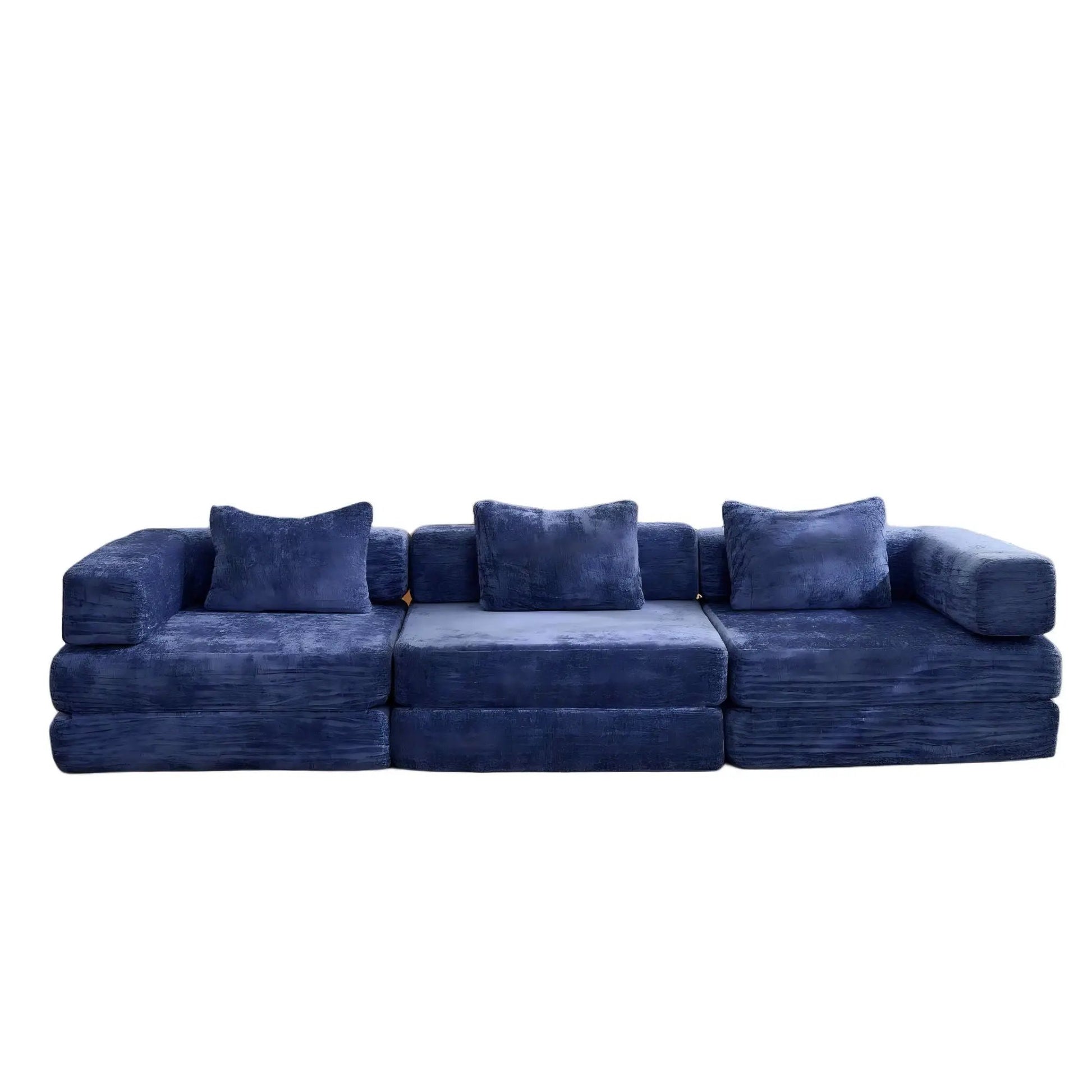 Convertible floor sofa bed blue velvet modular futon with cushions by Unique Piece Furniture on Tampa Home & Garden Store