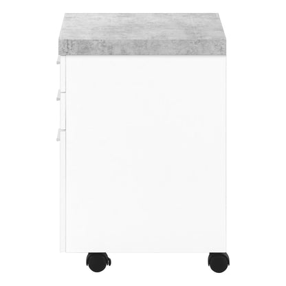 File cabinet rolling storage drawers with gray metal top and white body on casters on Tampa Home & Garden Store
