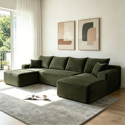 134in Cloud sectional sofa with U-Shape chaise and side pockets in charcoal by HouseOfZazla on Tampa Home & Garden Store