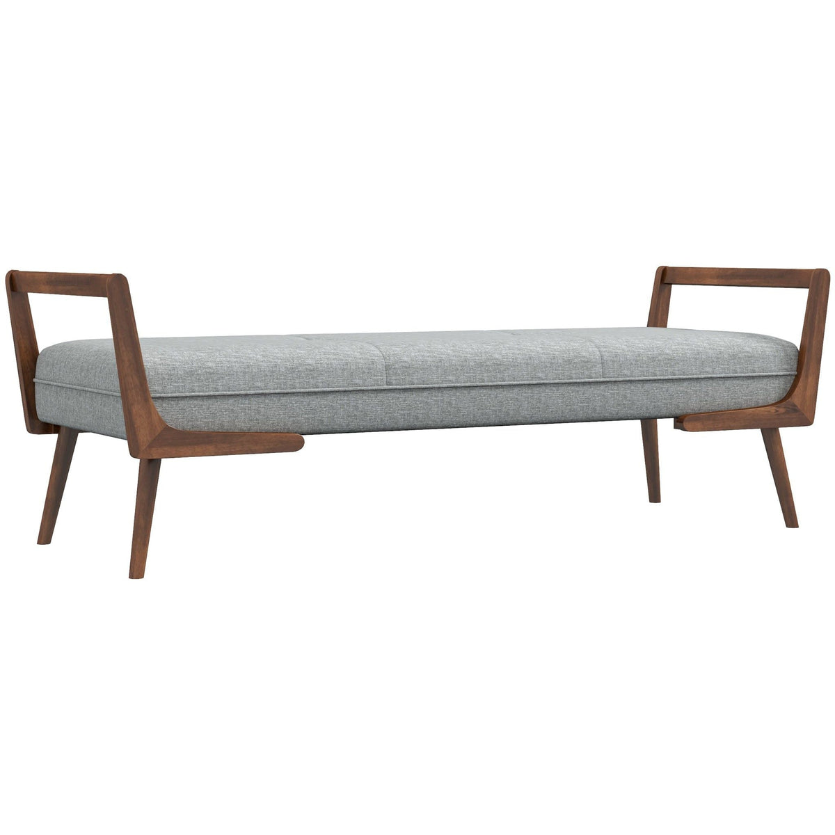 Gray upholstered bench with biscuit tufting, 51.2-in wide, wooden legs, HouseOfZazla on Tampa Home & Garden Store