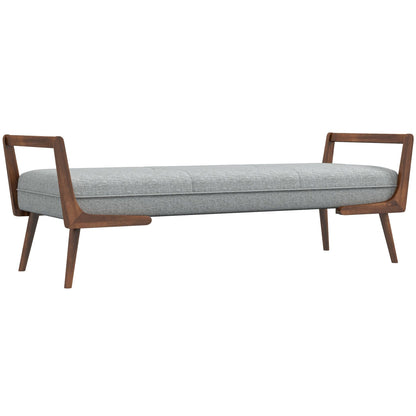 Gray upholstered bench with biscuit tufting, 51.2-in wide, wooden legs, HouseOfZazla on Tampa Home & Garden Store