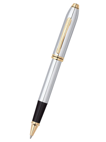 Townsend Medalist Rollerball Pen by A.T. Cross, silver body with gold clip on Tampa Home & Garden Store
