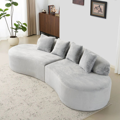 Modern Curved Sofa with Pillows for Living Room