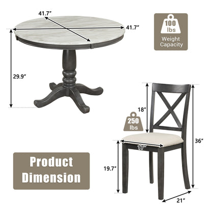 Elegant 5 Pieces Dining Table and 4 Chairs Set