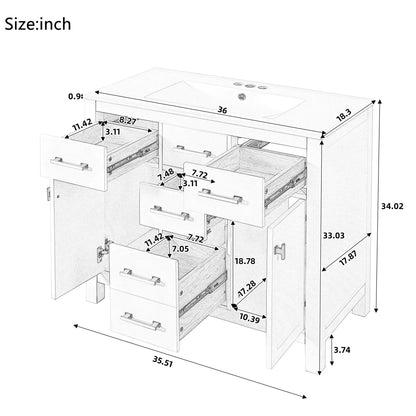 Bathroom vanity with sink combo, modern 4-drawer cabinet, assembly diagram Unique Piece on Tampa Home & Garden Store