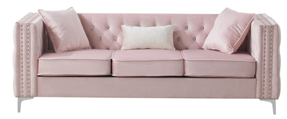 Modern Tufted Sofa With Steel Legs and a Cushion