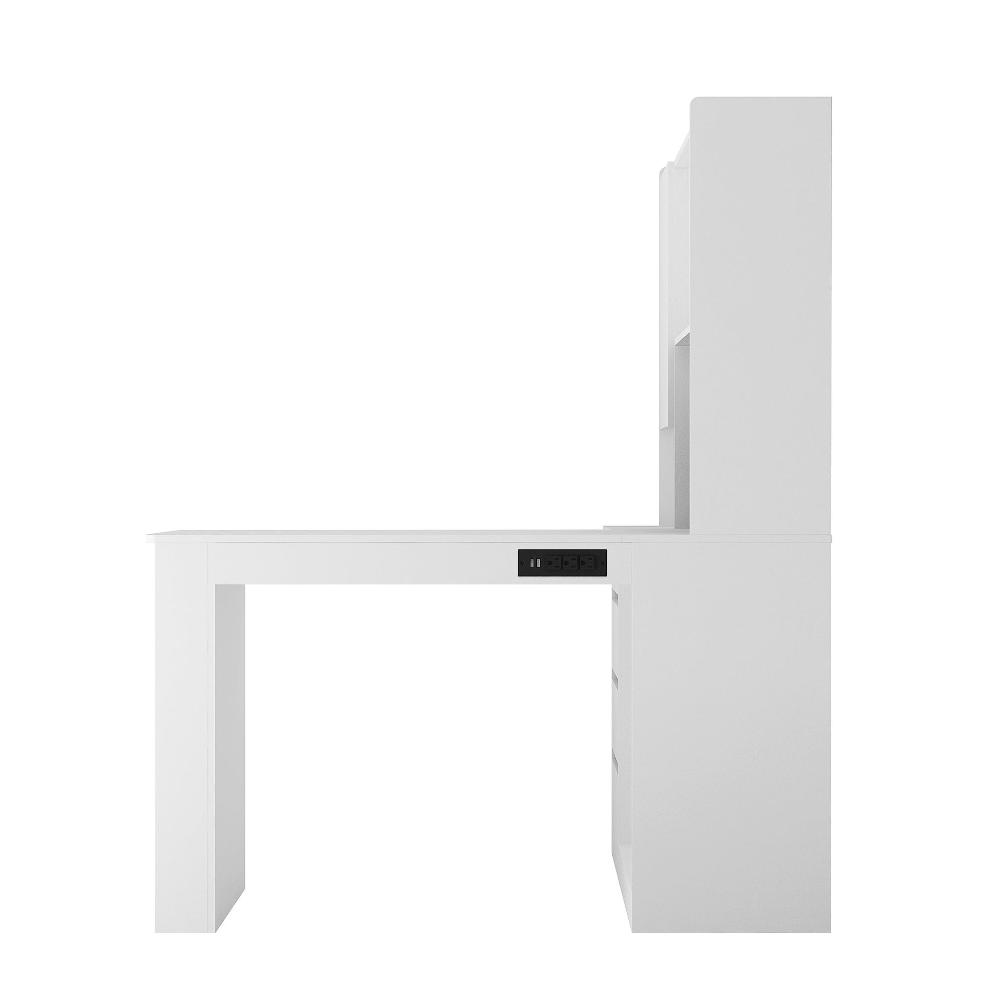 L-shaped office desk with charger, bookshelf with drawers and LED lights, and corner gaming computer desk with storage space - Tampa Home & Garden Store