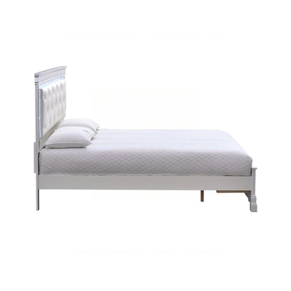 Verona bed with LED accent lighting, white tufted headboard, 2 drawers by HouseOfZazla on Tampa Home & Garden Store