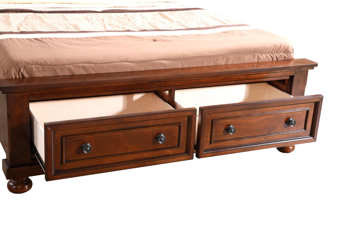 Stunning Sleigh Bed Design by HouseOfZazla in dark wood with storage drawers on Tampa Home & Garden Store