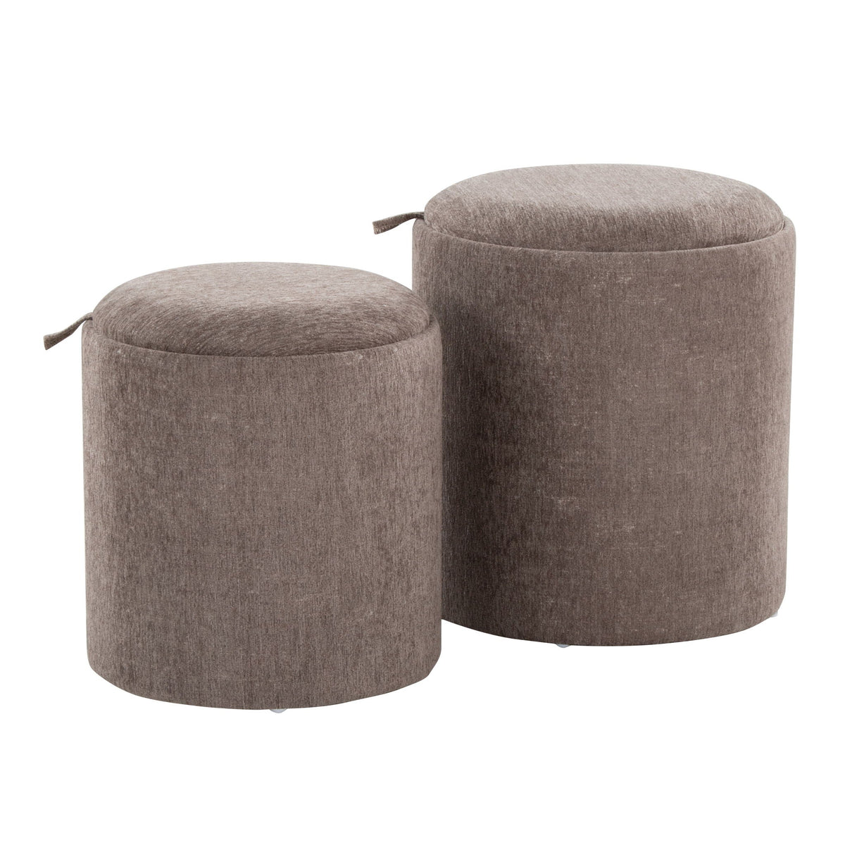 2-piece contemporary nesting ottoman set with flip-top trays in taupe by HouseOfZazla on Tampa Home & Garden Store