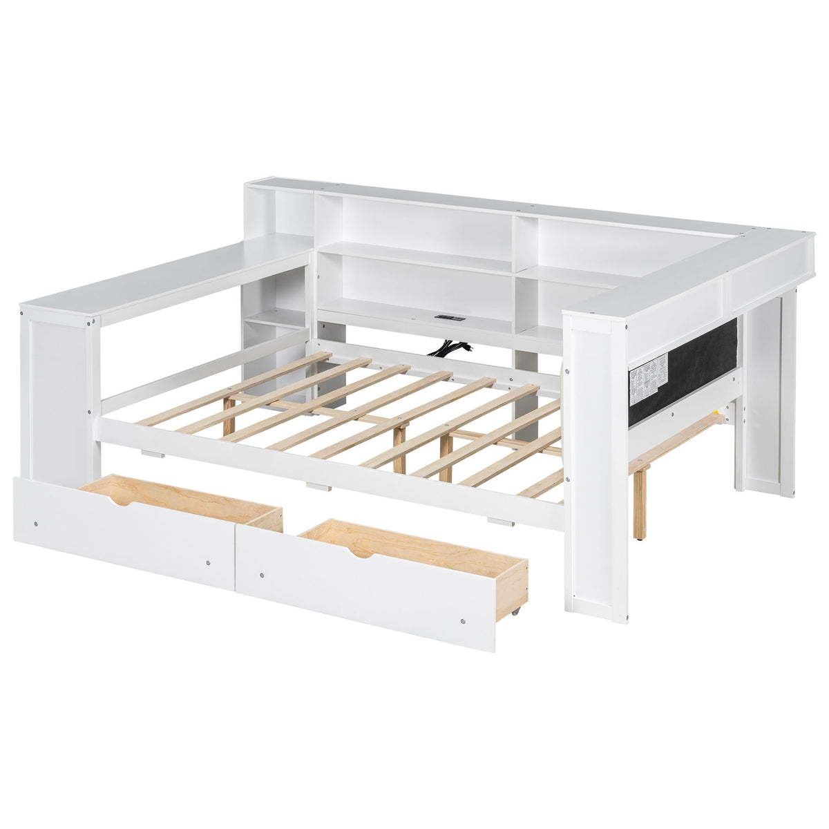 White platform bed with integrated storage shelves and drawers by HouseOfZazla on Tampa Home & Garden Store