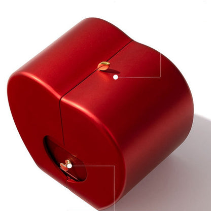 Red apple jewelry box with glossy metallic finish and gold clasp, features artificial rose on Tampa Home & Garden Store
