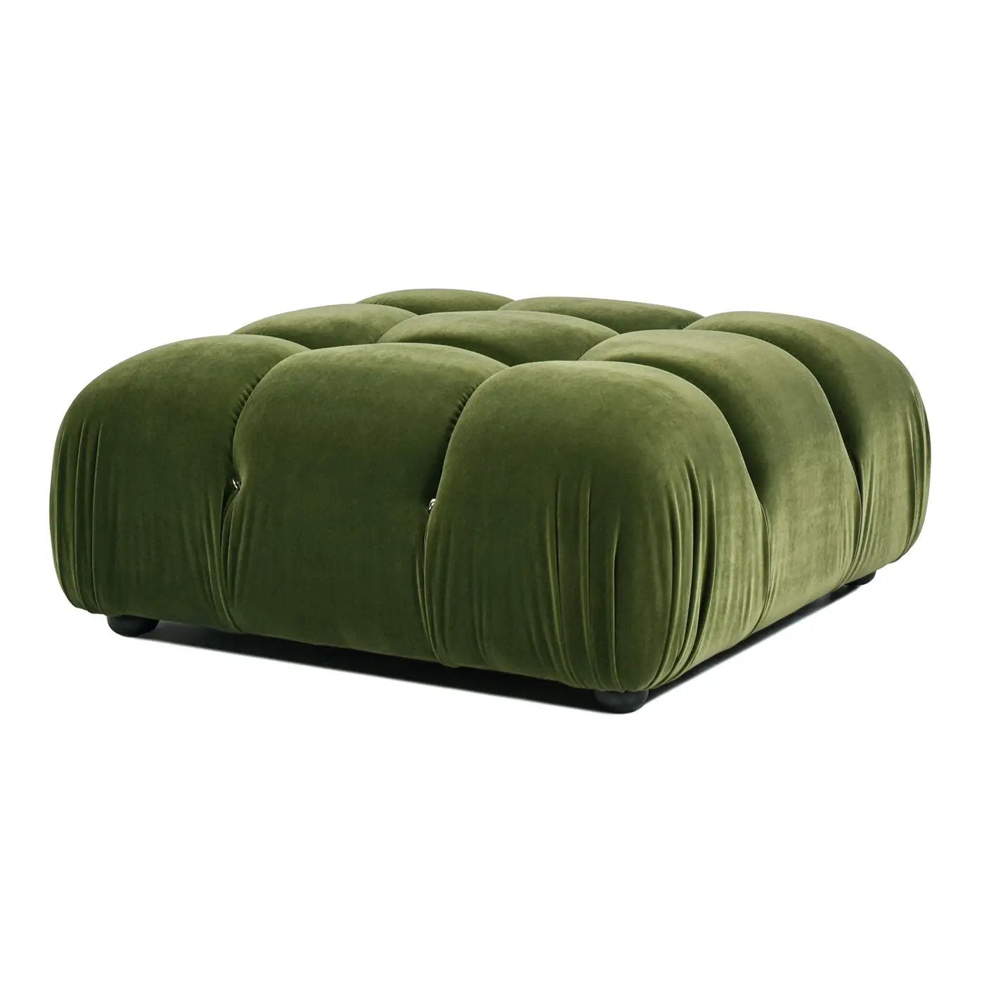 Marcel Bubble Modular Modern Cocktail Ottoman in olive green velvet with rounded tufted modules on Tampa Home & Garden Store