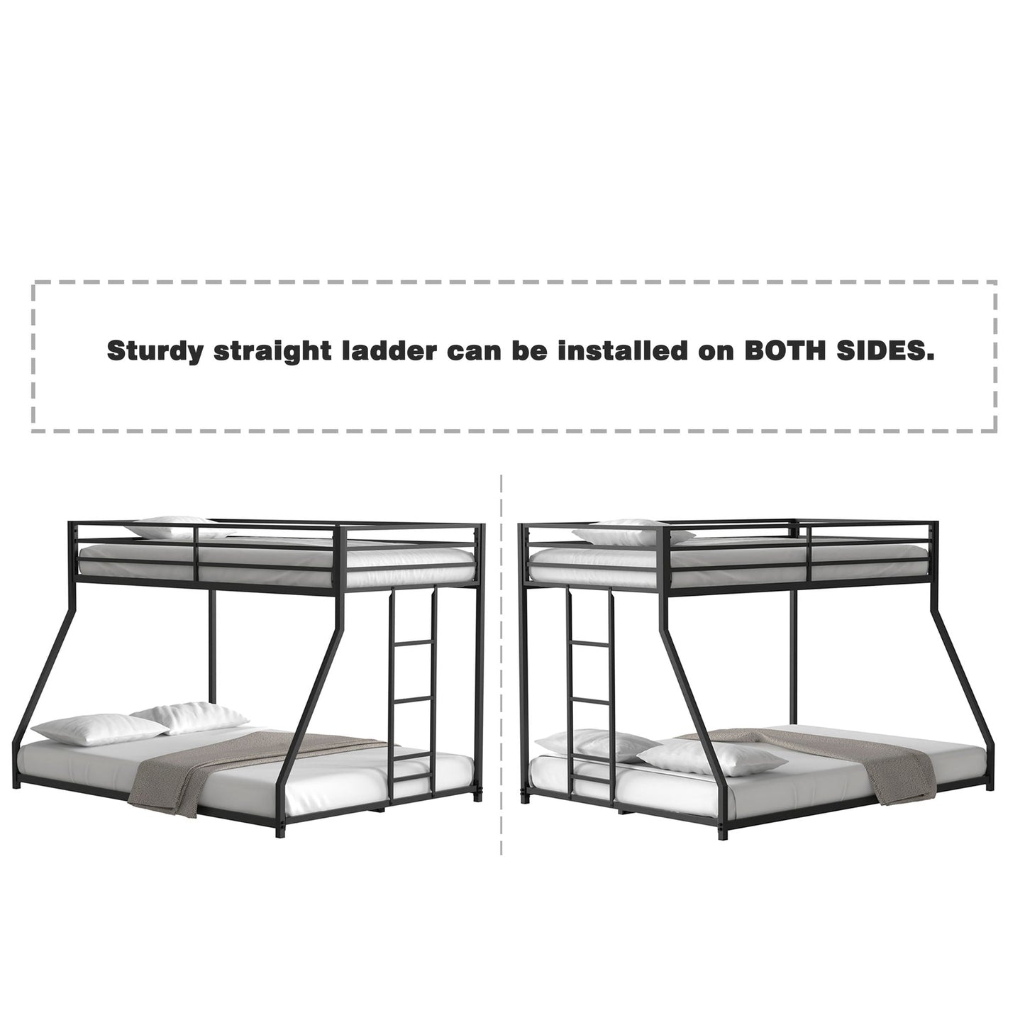 Adam bunk bed by HouseOfZazla, black metal frame with dual ladders, two sets shown on Tampa Home & Garden Store