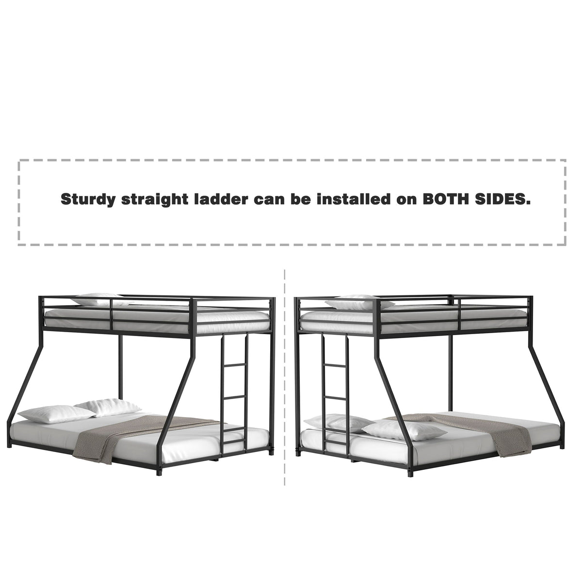 Adam bunk bed by HouseOfZazla, black metal frame with dual ladders, two sets shown on Tampa Home & Garden Store