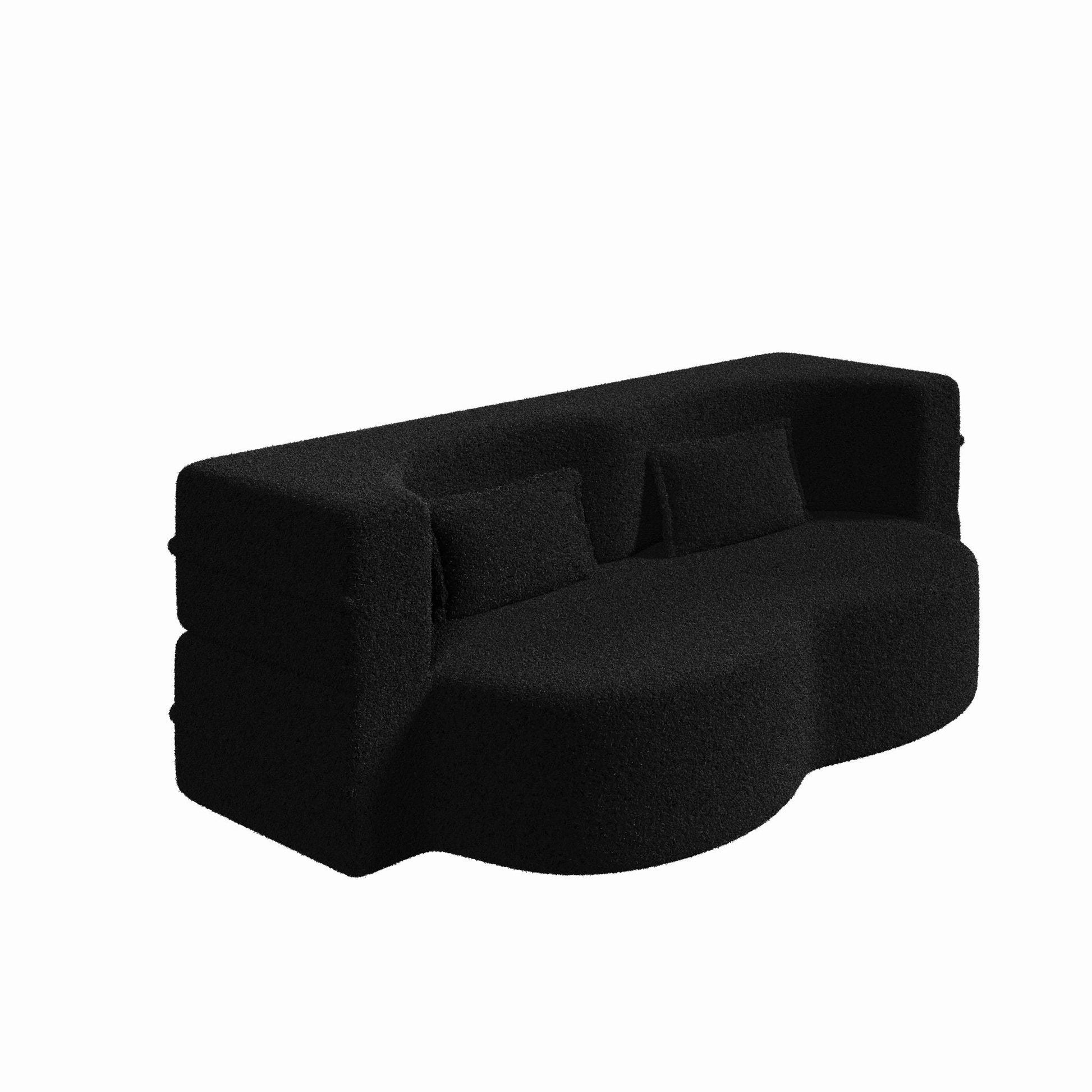 Modern floor sofa futon with two pillows in teddy fabric, foam-filled bed by HouseOfZazla on Tampa Home & Garden Store