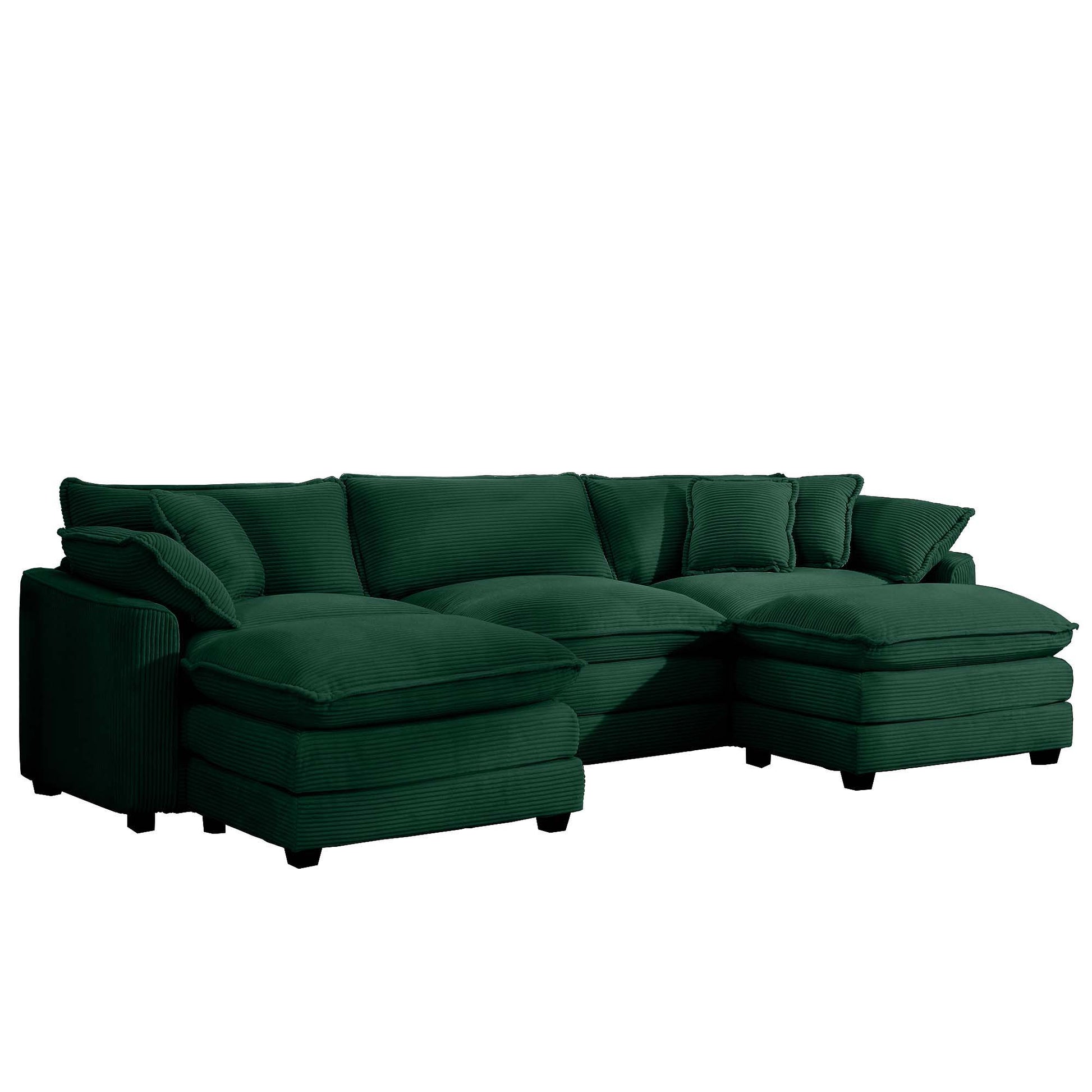 2-piece oversized modular sofa with ottoman in deep green, low back living room set on Tampa Home & Garden Store