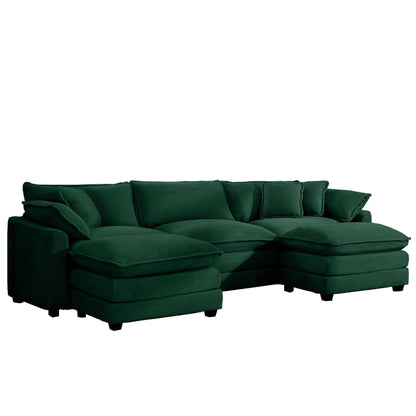 2-piece oversized modular sofa with ottoman in deep green, low back living room set on Tampa Home & Garden Store