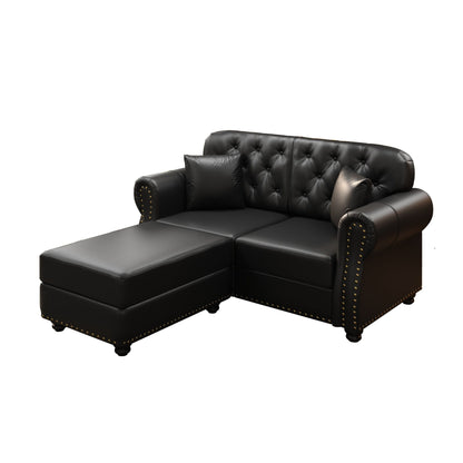 Upholstered Sofa with Nailhead and Ottoman
