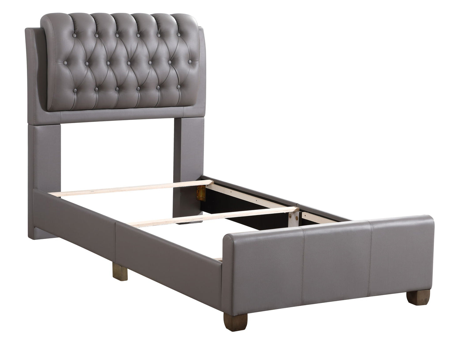 Tufted Upholstered Bed headboard in gray faux leather with button tufting, HouseOfZazla on Tampa Home & Garden Store