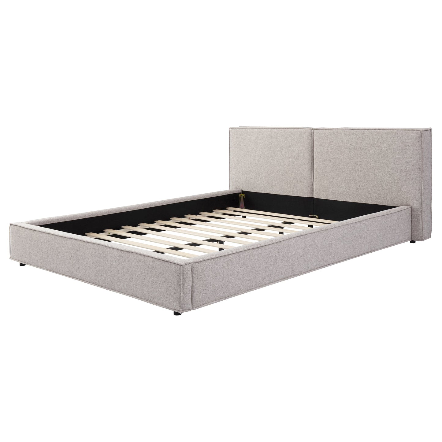 HouseOfZazla modern tufted queen upholstered platform bed frame in beige fabric on Tampa Home & Garden Store