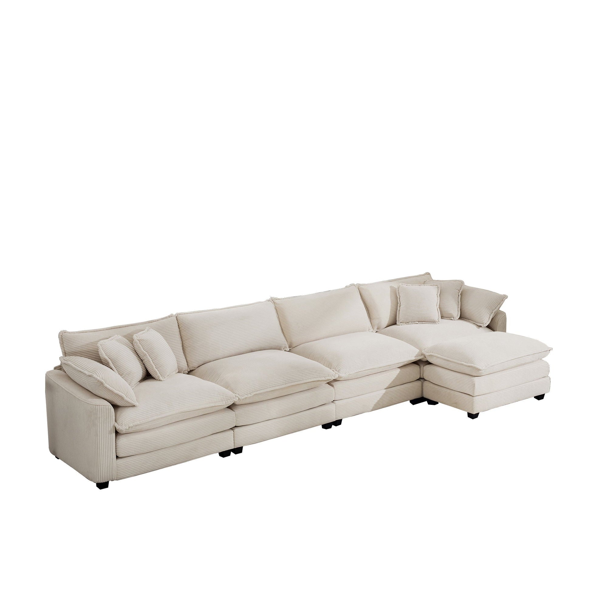 Modular cushion sofa with ottoman in beige by HouseOfZazla, 2-piece living room set on Tampa Home & Garden Store