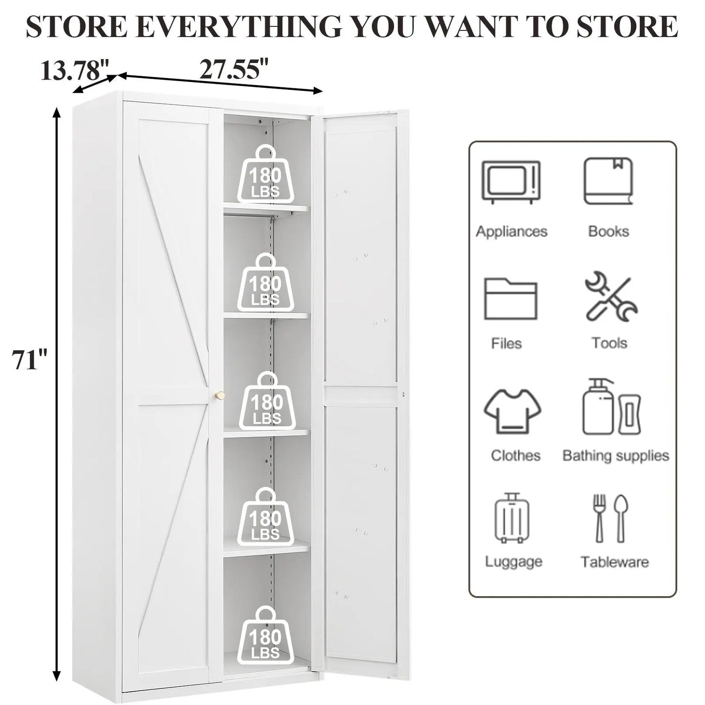 Adjustable 2 Door Storage Cabinet with Adjustable Shelves in white by Unique Piece Furniture on Tampa Home & Garden Store