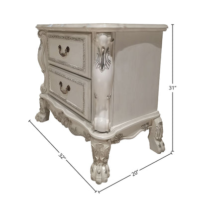 Dresden II Nightstand White by HouseOfZazla with ornate carved legs and decorative hardware on Tampa Home & Garden Store